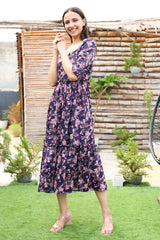 Sleek Sophisticated floral print Spandex Dress