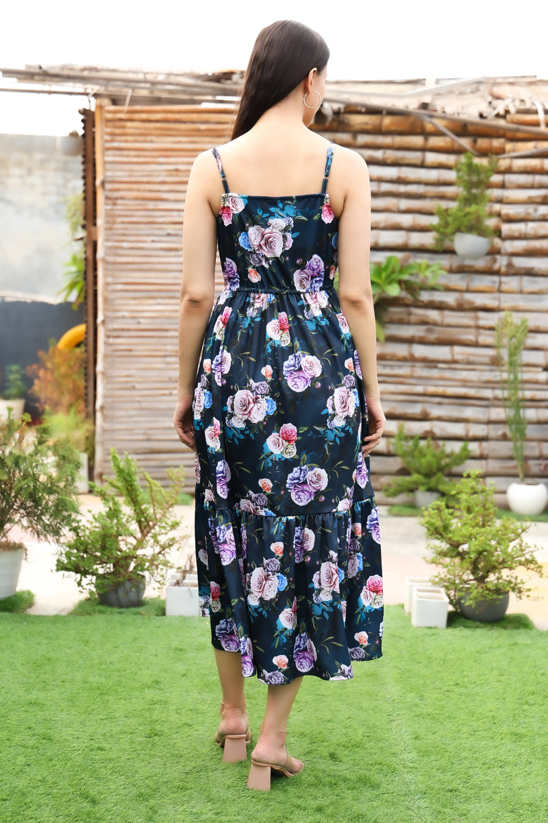 Blooming Grace Spaghetti Strap Floral Spandex Dress