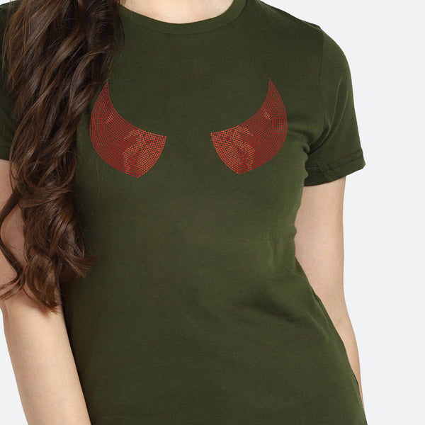 Women's Sequin Motifs Embellished cotton T-shirt