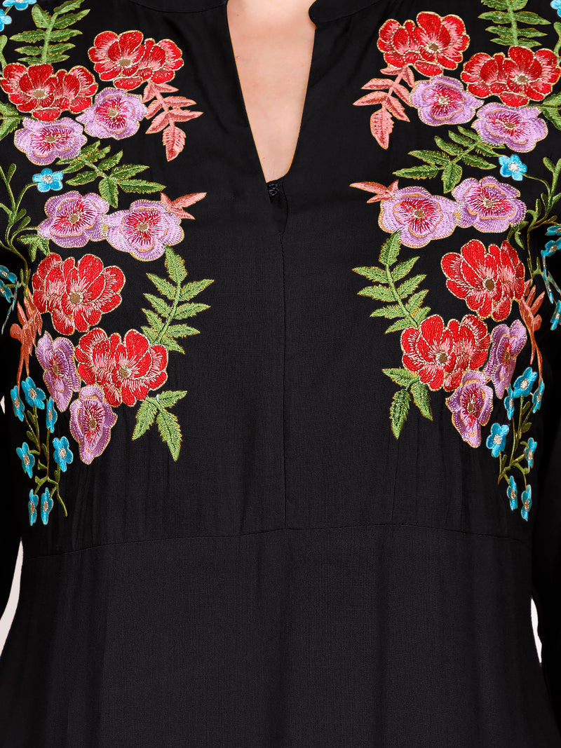 Floral Embroided A line kurti