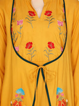 Shrug Style Floral Embroidered Rayon Kurti