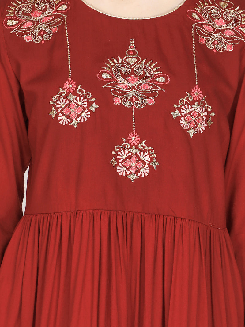 Women Embroidered Rayon Anarkali Kurta