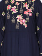 Elegant Floral Embroidered Rayon Kurti