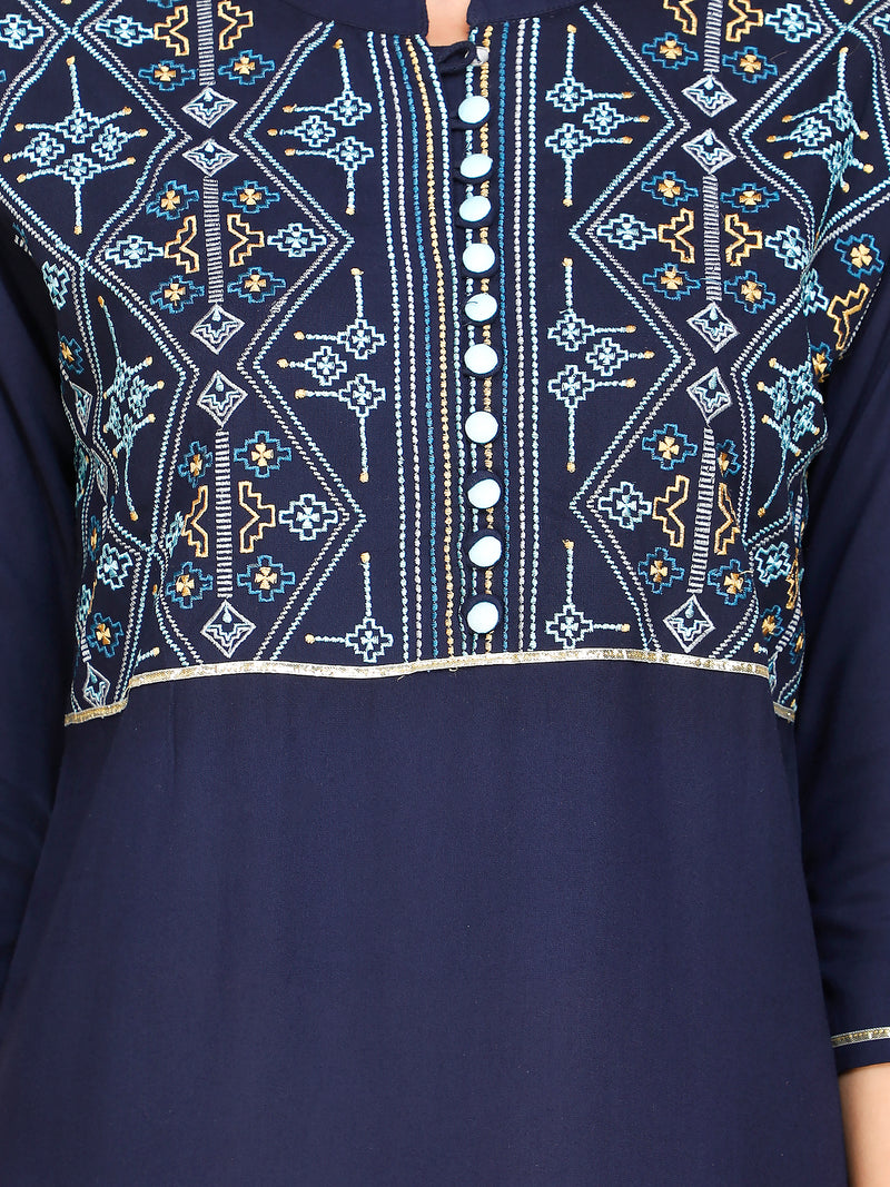 Geometric Embroided A Line Kurti