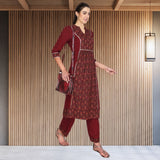 Ethnic cotton printed kurti pant set