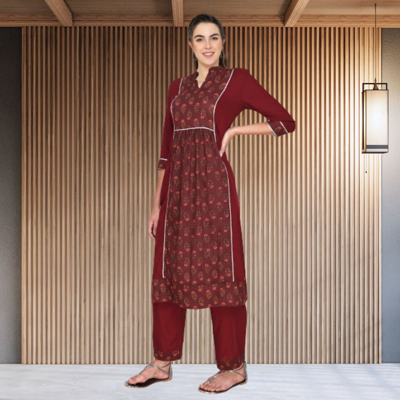 Ethnic cotton printed kurti pant set