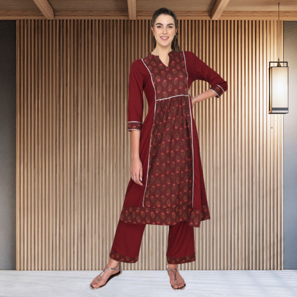 Ethnic cotton printed kurti pant set