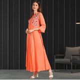 Elegant Floral Embroidered Rayon Kurti