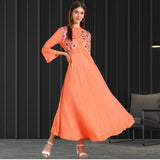 Elegant Floral Embroidered Rayon Kurti