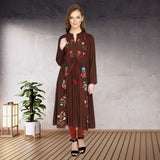 Shrug Style Floral Embroidered Rayon Kurti