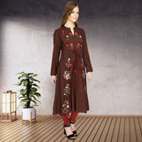 Shrug Style Floral Embroidered Rayon Kurti