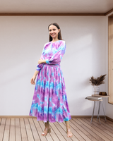 Ethereal Flow Marble Print Maxi Spandex Dress
