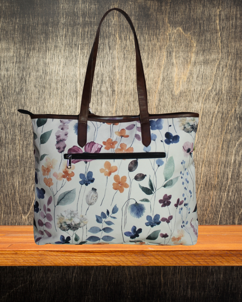 WATER COLOUR FLORAL PRINT TOTE BAG