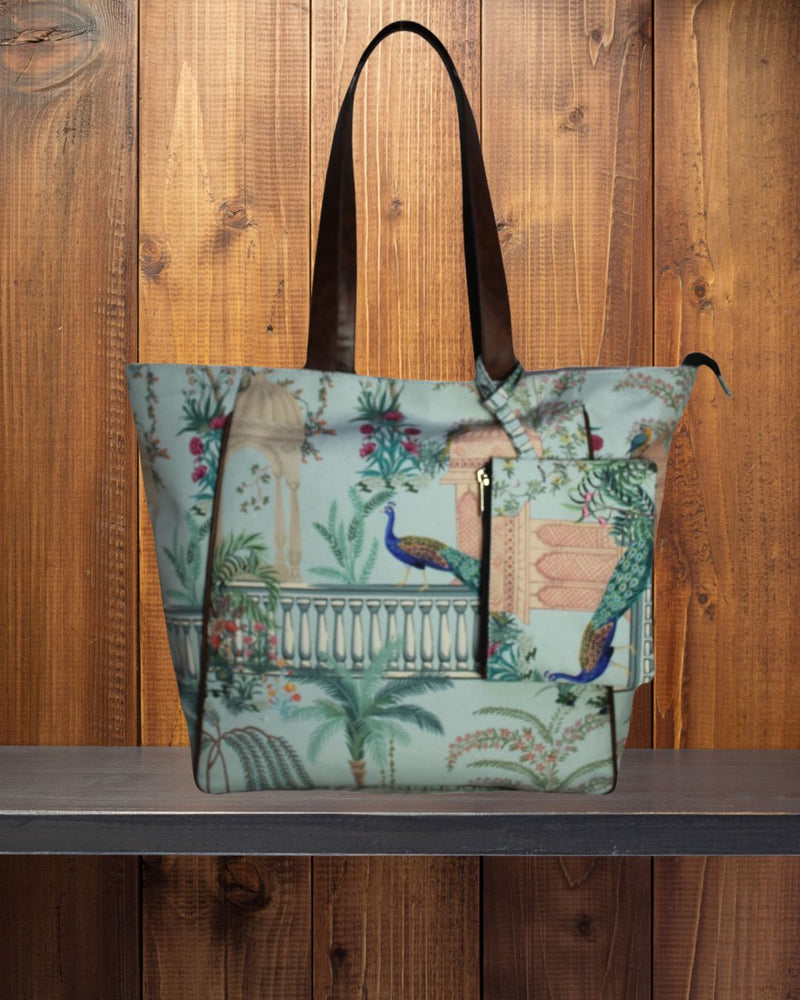 Mughal Garden Printed Canvas Shopper Tote Bag