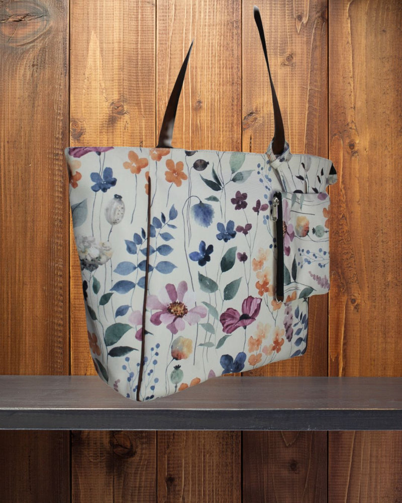 Ethnic Watercolor Printed Canvas Shopper Tote Bag