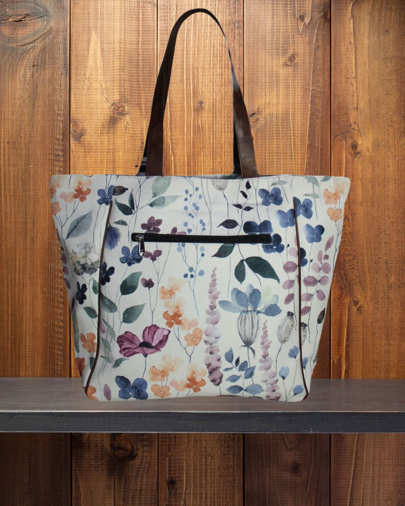 Ethnic Watercolor Printed Canvas Shopper Tote Bag