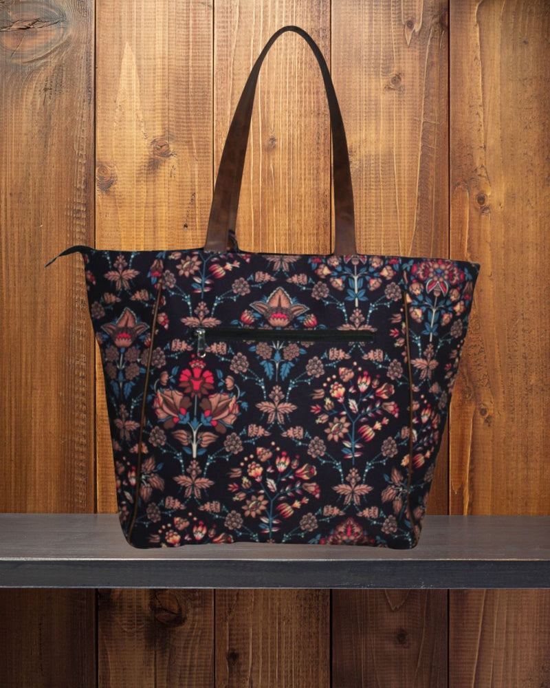 Ethnic Paisley Floral Printed Canvas Shopper Tote Bag