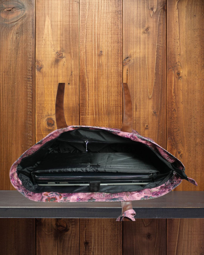 Ethnic Paisley Floral Printed Canvas Shopper Tote Bag