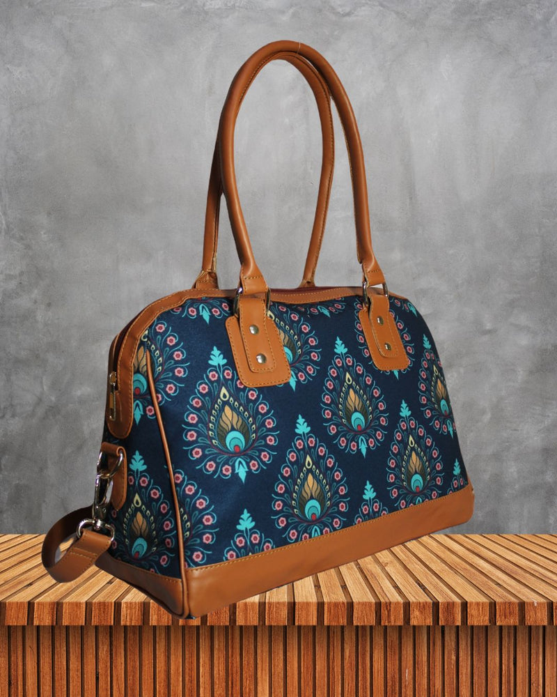 Peacock Feather Print Canvas Bag