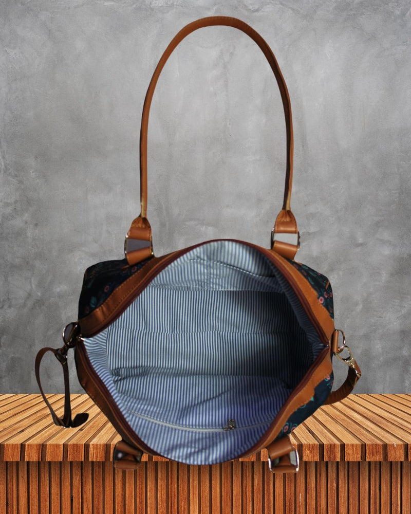 Peacock Feather Print Canvas Bag