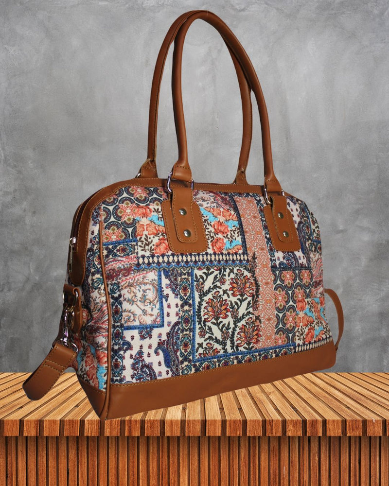 Ethnic Floral Paisley Patchwork Print Canvas Bag