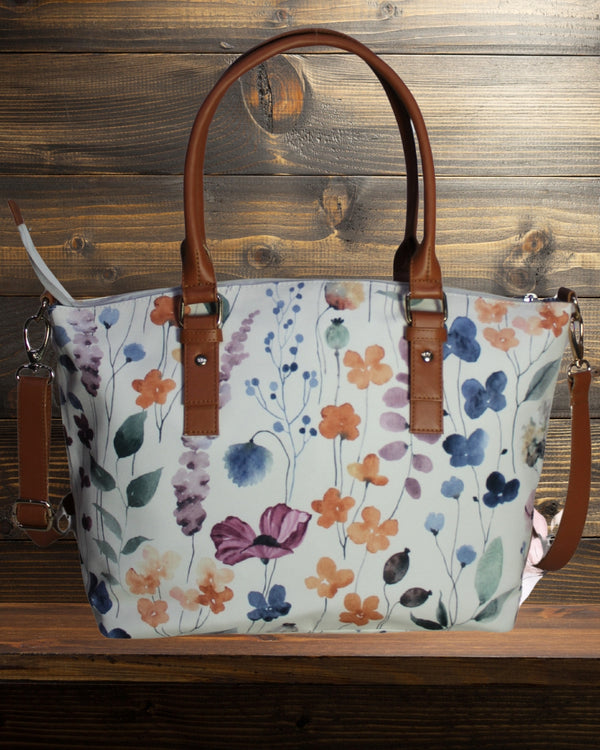 Watercolour Floral Print Canvas Bag