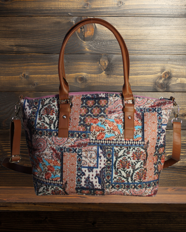 Paisley Patchwork Print Canvas Tote Bag