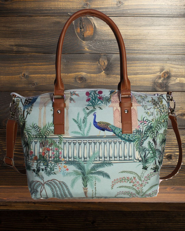 Mughal Garden Print Canvas Tote Bag