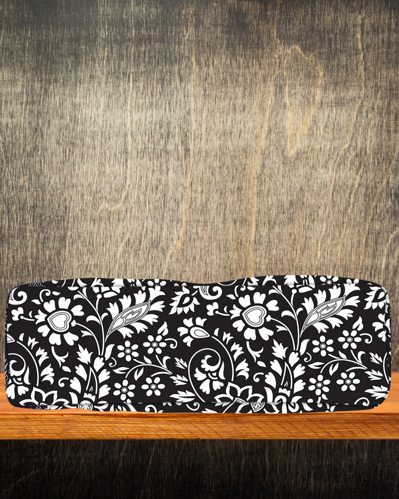 BLACK FLORAL PRINT TOTE BAG