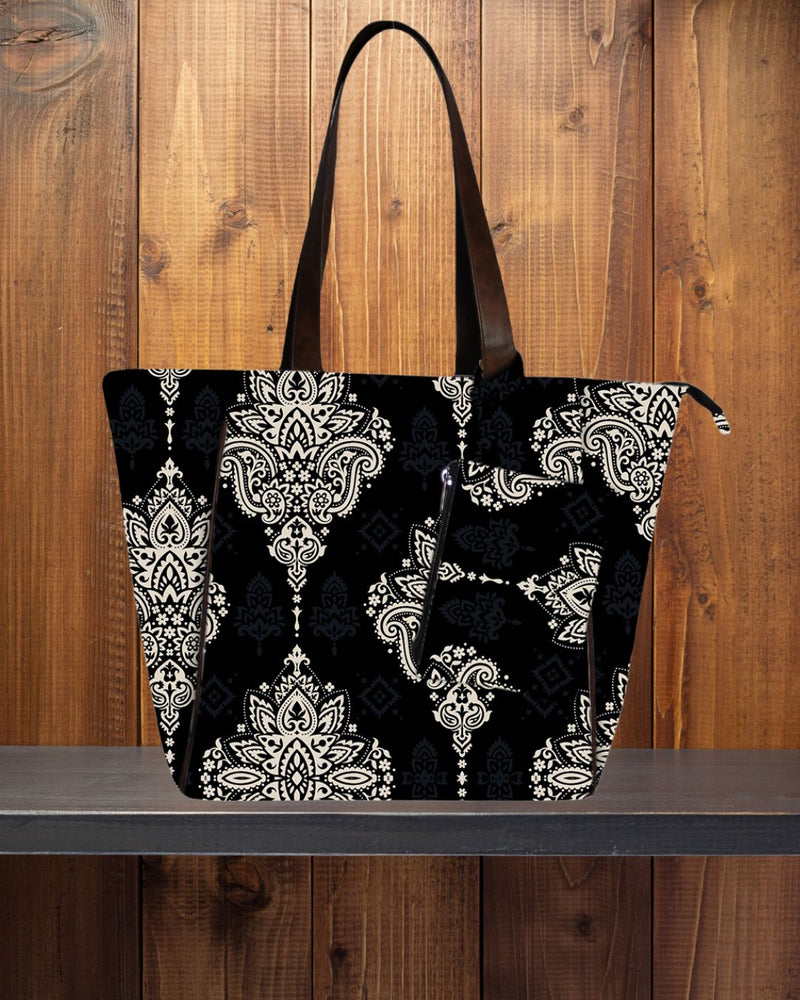 Ethnic Big Paisley Canvas Shopper Tote Bag