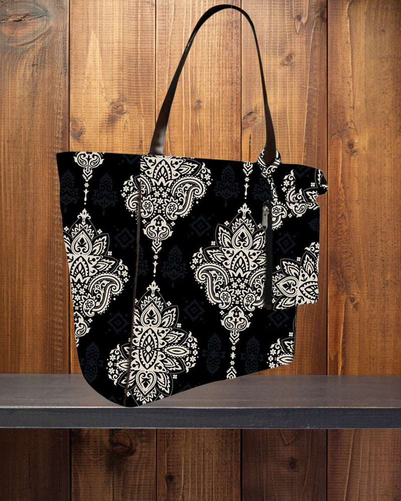 Ethnic Big Paisley Canvas Shopper Tote Bag
