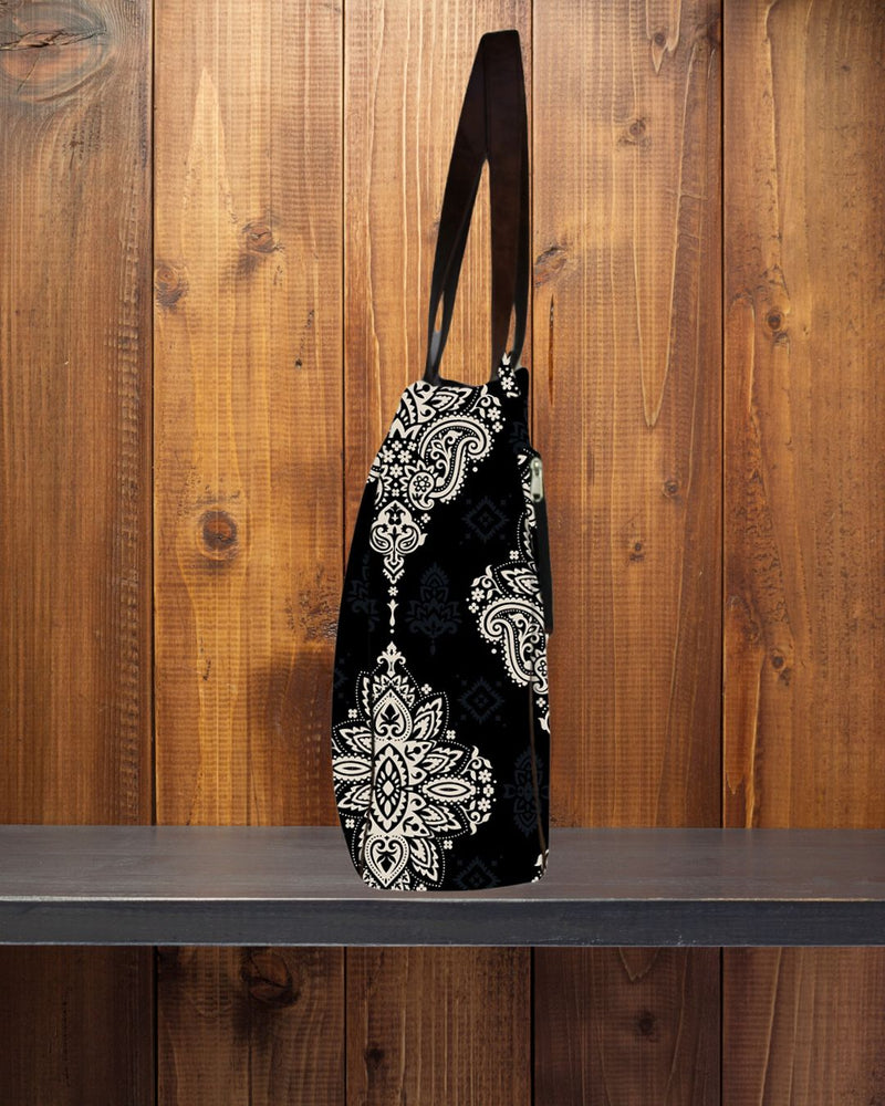 Ethnic Big Paisley Canvas Shopper Tote Bag