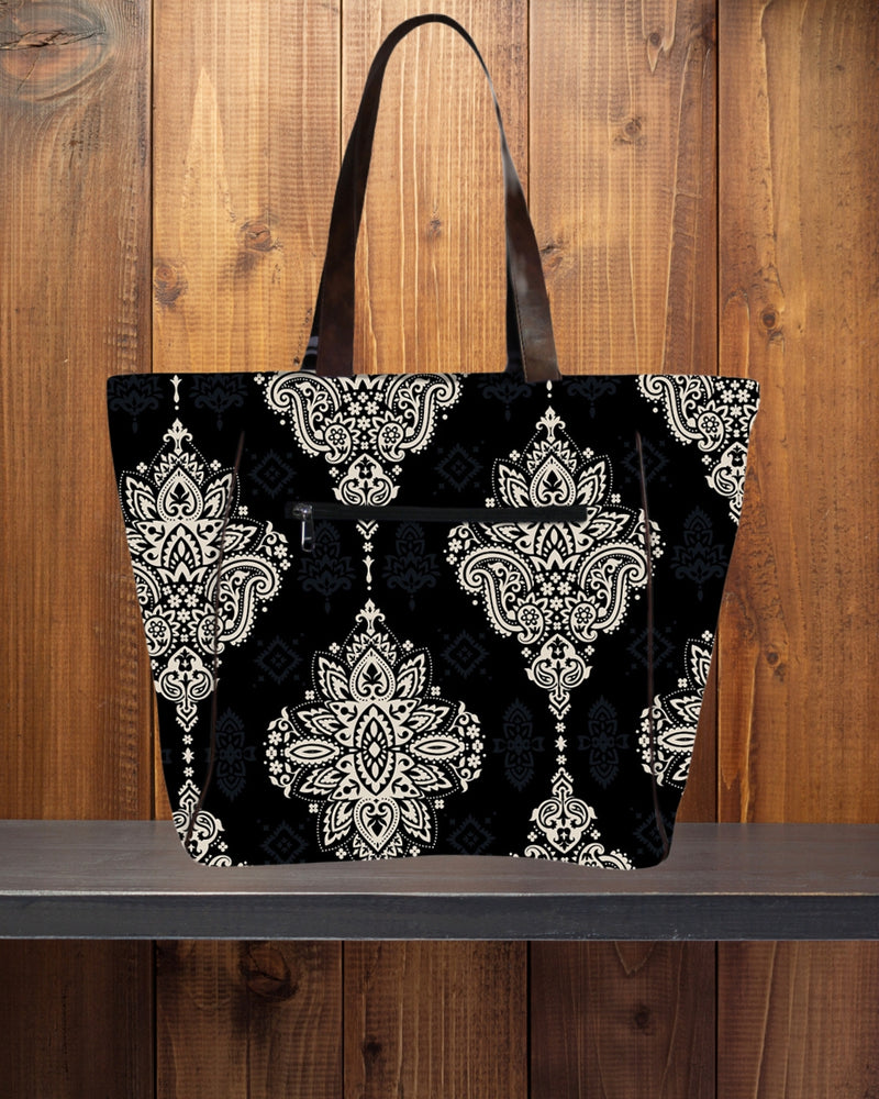 Ethnic Big Paisley Canvas Shopper Tote Bag