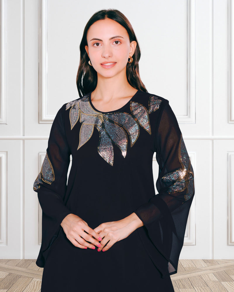 Women's Sequins Motifs Embellished Asymmetric Kurti Pant Set