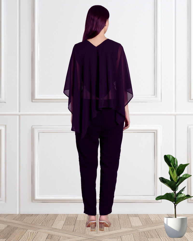 Women's Sequins Motifs Embellished Georgette Top Pant Set