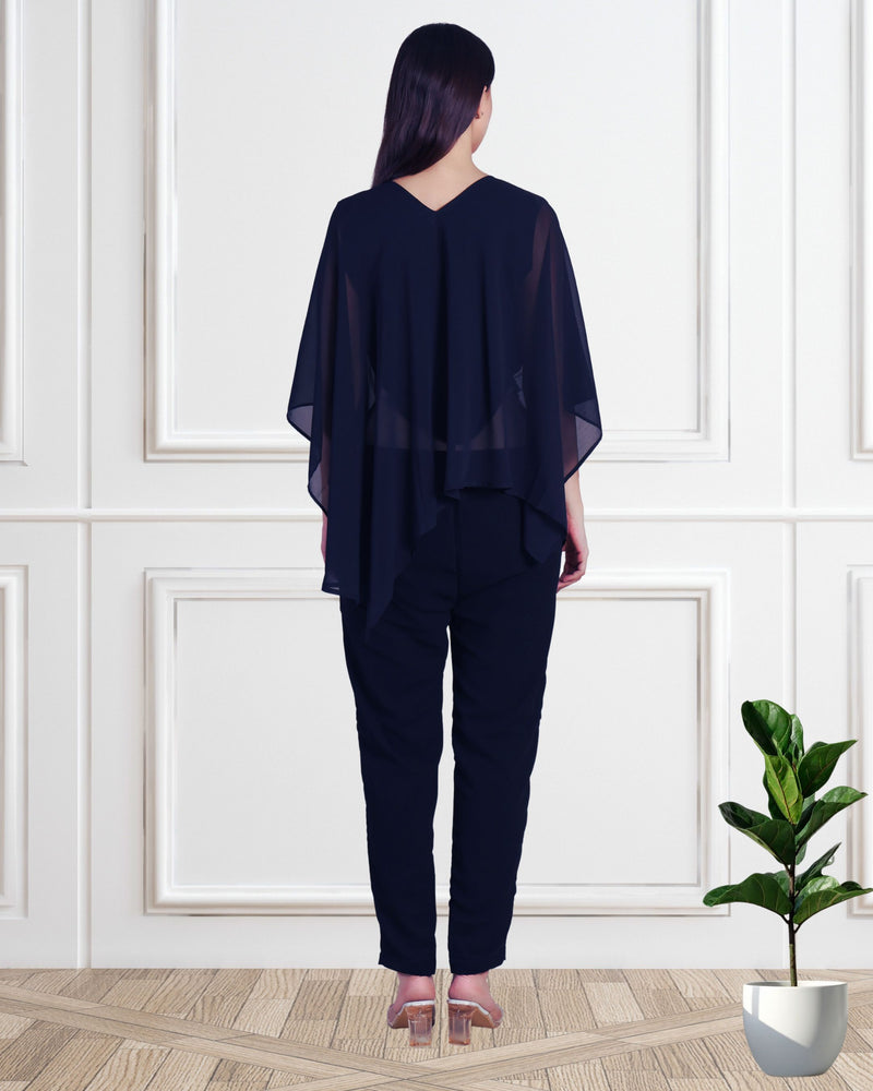 Women's Sequins Motifs Embellished Georgette Top Pant Set