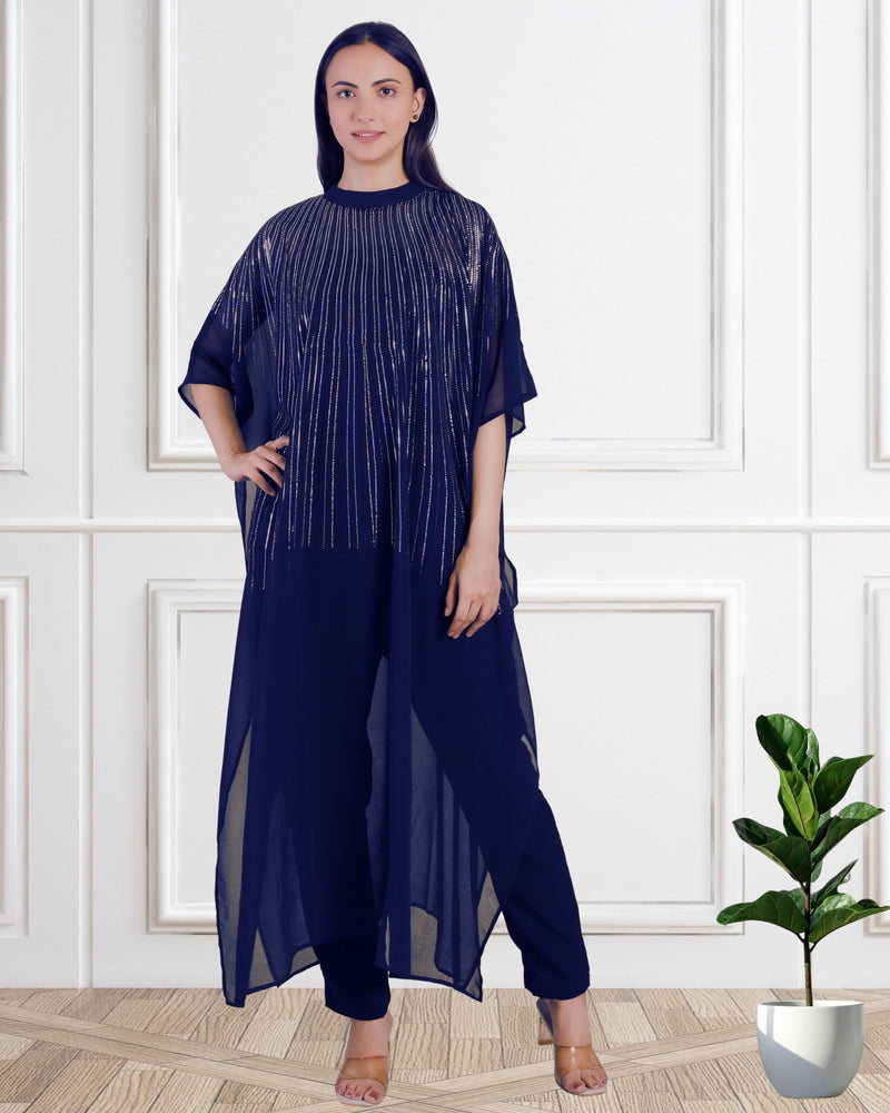 Women's Sequins Motifs Embellished Georgette Kaftan Set