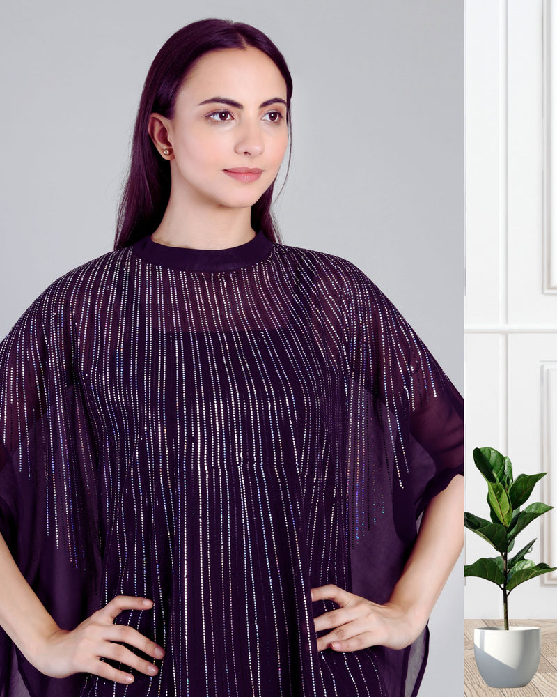 Women's Sequins Motifs Embellished Georgette Kaftan Set