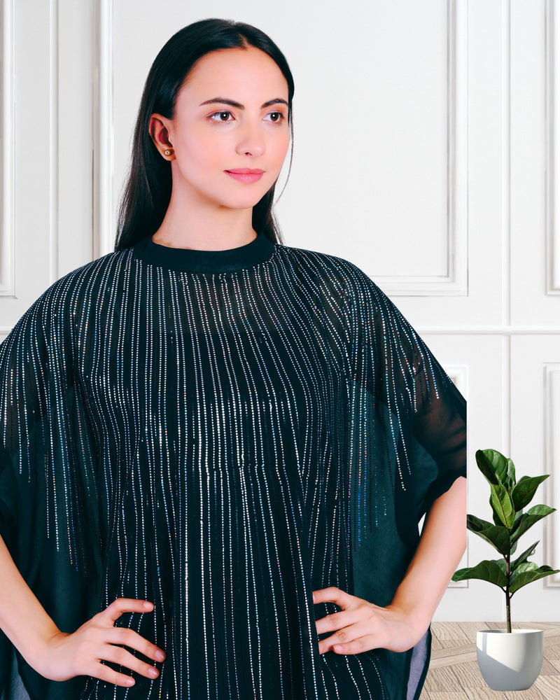 Women's Sequins Motifs Embellished Georgette Kaftan Set