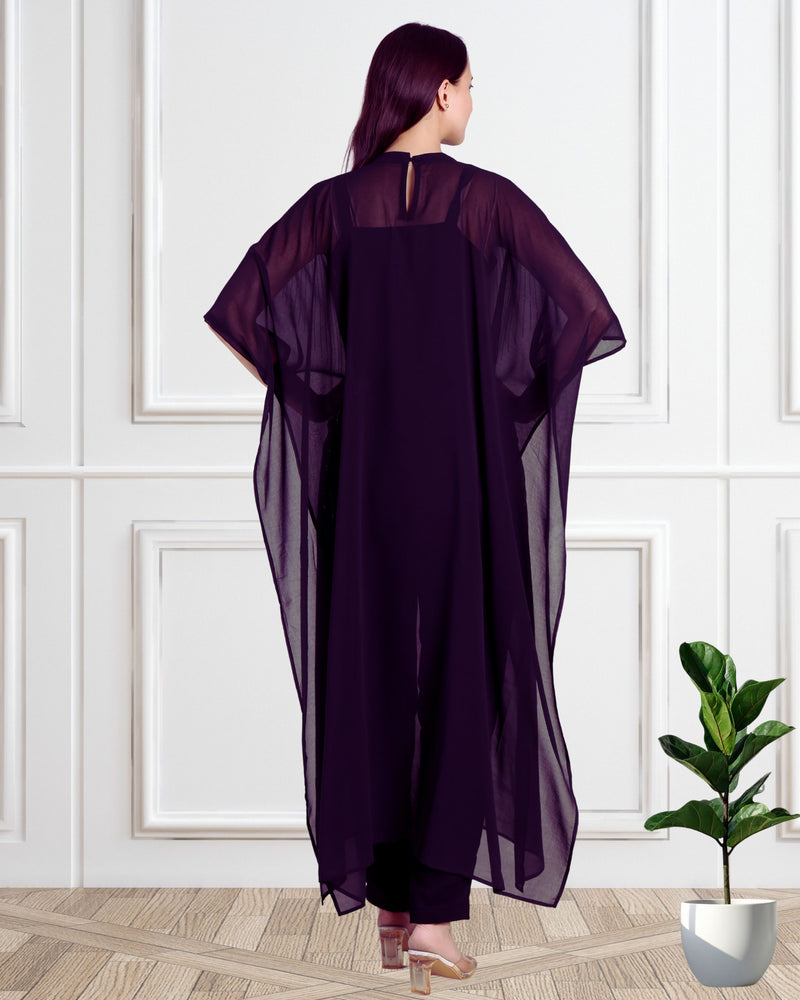 Women's Sequins Motifs Embellished Georgette Kaftan Set