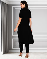 Women's Sequins Motifs Embellished Asymmetric Kurti Pant Set