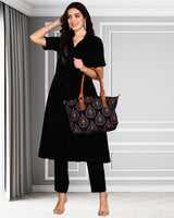 Women's Sequins Motifs Embellished Asymmetric Kurti Pant Set