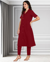 Women's Sequins Motifs Embellished Asymmetric Kurti Pant Set