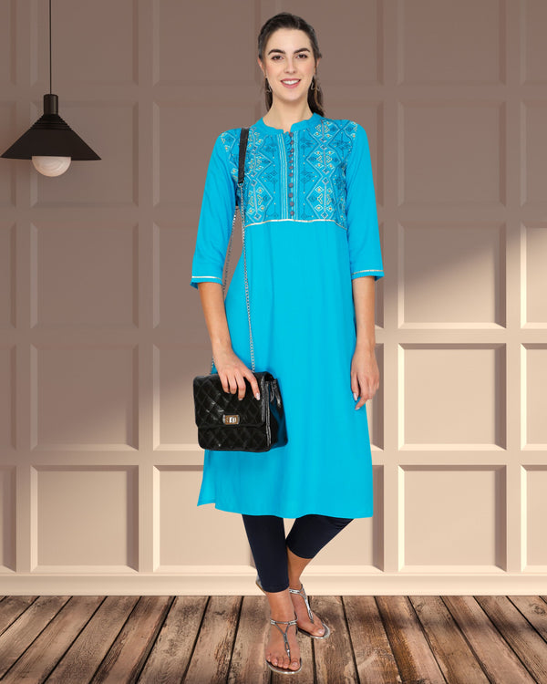 Geometric Embroided A Line Kurti