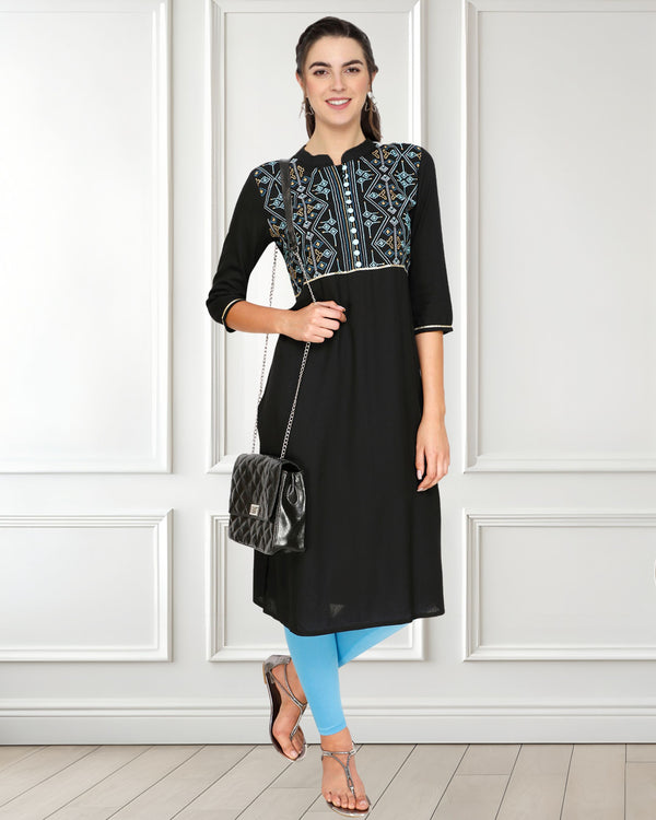 Geometric Embroided A Line Kurti