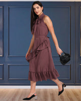Chic Frilled Crepe Dress