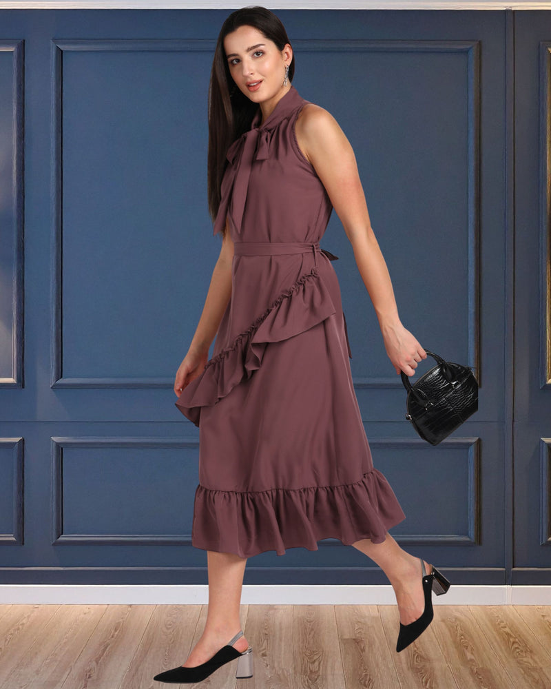 Chic Frilled Crepe Dress