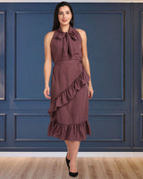 Chic Frilled Crepe Dress