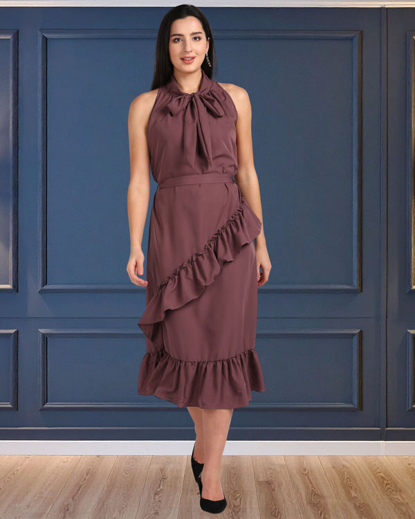 Chic Frilled Crepe Dress