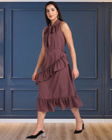 Chic Frilled Crepe Dress